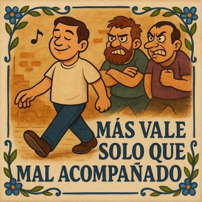 Más vale solo que mal acompañado | Refrán ilustrado divertido