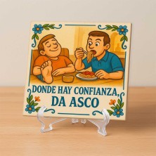 Donde hay confianza da asco | Azulejo refrán divertido