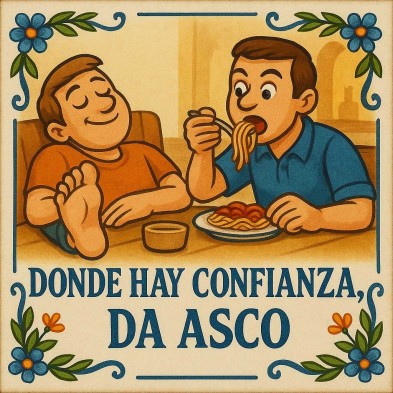 Donde hay confianza da asco | Azulejo refrán divertido