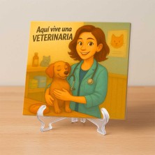 Aquí vive una veterinaria | Azulejo tierno y original