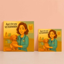 Aquí vive una veterinaria | Azulejo tierno y original