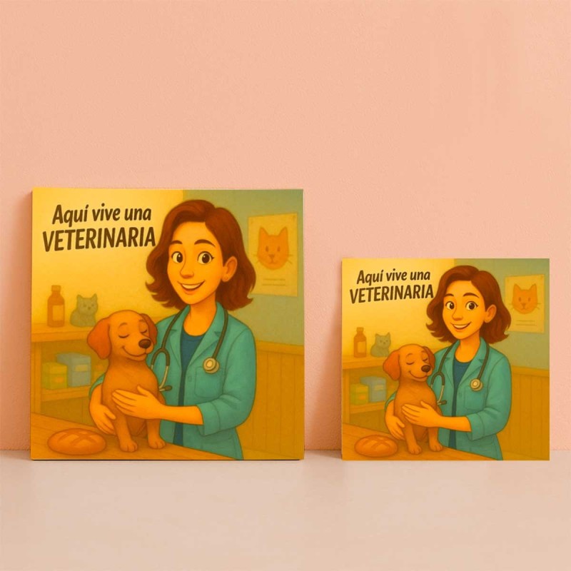 Aquí vive una veterinaria | Azulejo tierno y original