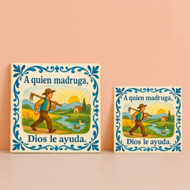 Azulejo refrán A quien madruga Dios le ayuda