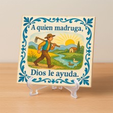 Azulejo refrán A quien madruga Dios le ayuda