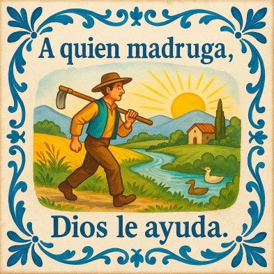 Azulejo refrán A quien madruga Dios le ayuda