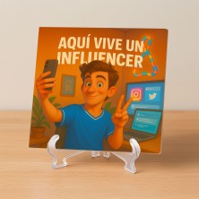 Aquí vive un Influencer – Azulejo decorativo para creadores online
