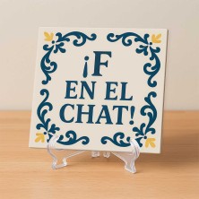 F en el chat en azulejo cerámico divertido