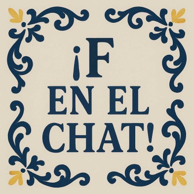 F en el chat en azulejo cerámico divertido