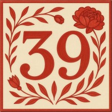 Número de casa personalizado diseño floral rojo