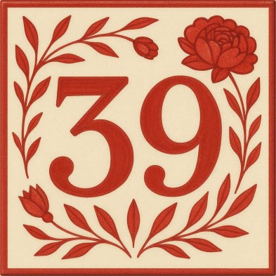 Número de casa personalizado diseño floral rojo