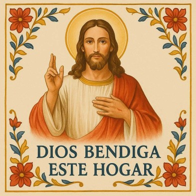 Dios bendiga este hogar | Azulejo decorativo religioso