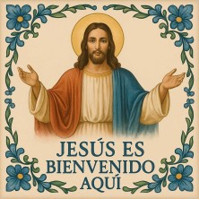 Jesús es bienvenido aquí | Azulejo decorativo religioso