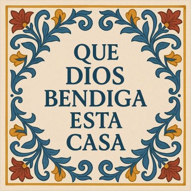 Bendición casa flores rojas | Decoración religiosa