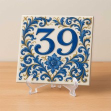 Número casa personalizado mayólica azul resistente exterior