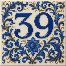 Número casa personalizado mayólica azul resistente exterior