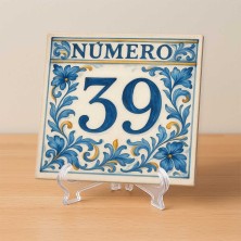 Número vivienda flores esquina azul – Personalizado