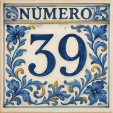 Número vivienda flores esquina azul – Personalizado