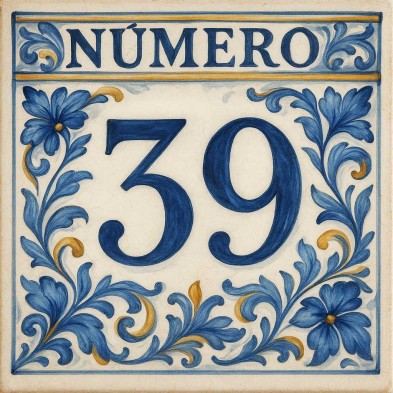 Número vivienda flores esquina azul – Personalizado