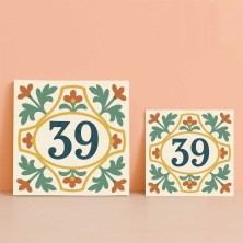 Número vivienda hidráulico floral terracota personalizado – Placa cerá