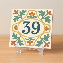 Número vivienda hidráulico floral terracota personalizado – Placa cerá