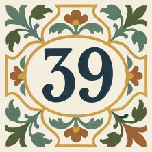 Número vivienda hidráulico floral verde terracota personalizado – Plac