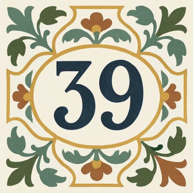 Número vivienda hidráulico floral verde terracota personalizado – Plac