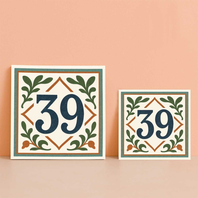 Número vivienda hidráulico minimalista verde teja personalizado – Plac