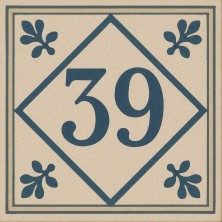 Número vivienda hidráulico azul clásico personalizado – Placa cerámica