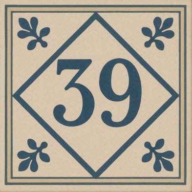 Número vivienda hidráulico azul clásico personalizado – Placa cerámica