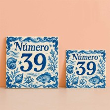 Número personalizado diseño marinero peces y corales resistente exteri