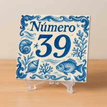 Número personalizado diseño marinero peces y corales resistente exteri