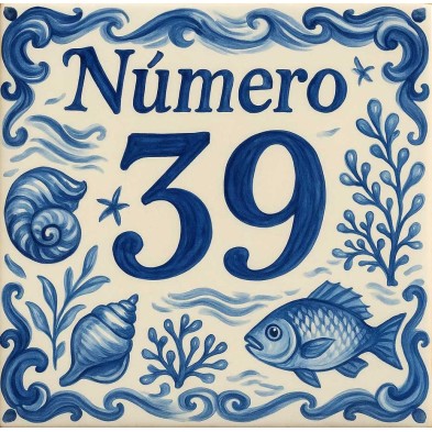 Número personalizado diseño marinero peces y corales resistente exteri