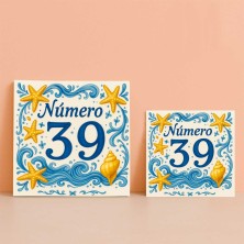Número personalizado diseño marinero estrellas de mar y olas resistent