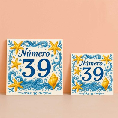 Número personalizado diseño marinero estrellas de mar y olas resistent