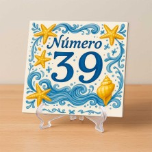 Número personalizado diseño marinero estrellas de mar y olas resistent