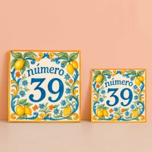 Número personalizado diseño siciliano con limones y flores resistente