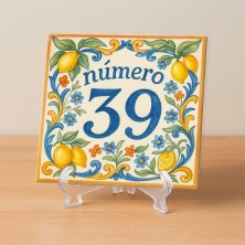 Número personalizado diseño siciliano con limones y flores resistente