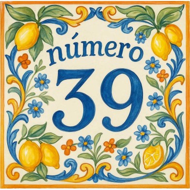 Número personalizado diseño siciliano con limones y flores resistente