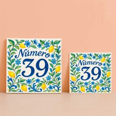 Número personalizado siciliano limones y flores