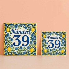 Número personalizado siciliano azul y limón