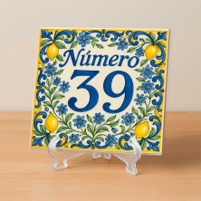 Número personalizado siciliano azul y limón