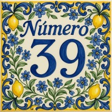 Número personalizado siciliano azul y limón