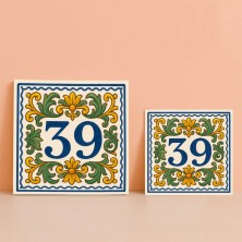 Número personalizado estilo Caltagirone floral | TuAzulejo