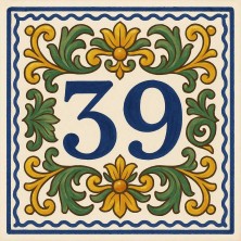 Número personalizado estilo Caltagirone floral | TuAzulejo