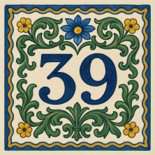 Número floral azul estilo Caltagirone | TuAzulejo