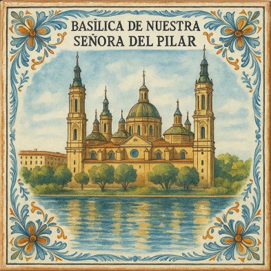 Basílica de Nuestra Señora del Pilar en cerámica decorativa