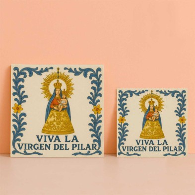 Azulejo Viva la Virgen del Pilar tradicional y decorativo