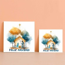 Belén minimalista en acuarela Navidad