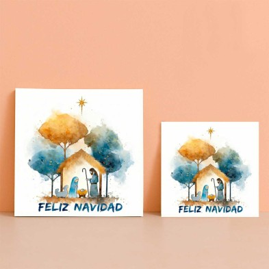 Belén minimalista en acuarela Navidad