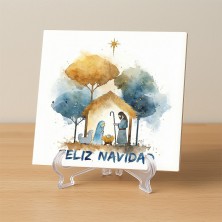Belén minimalista en acuarela Navidad